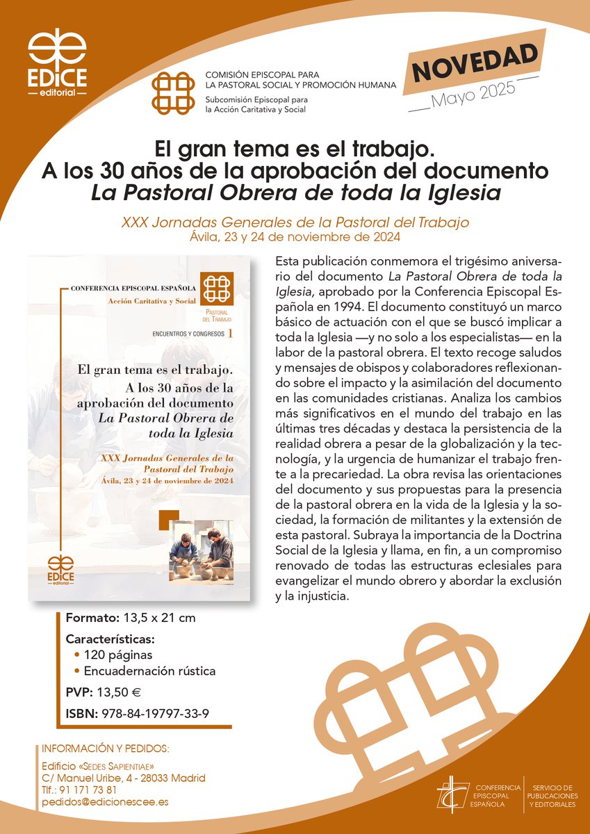 Departamento de Pastoral del Trabajo | CEE (@pastoralobrera) on Twitter photo 📢 Ya puedes adquirir la publicación con las ponencias de la XXX Jornadas Generales de la Pastoral del Trabajo "El gran tema es el Trabajo"
🎙️ Ponencia de <a href="/ASmerilli/">Alessandra Smerilli</a>
🎙️ Ponencia de <a href="/CudaEmilce/">Emilce Cuda</a>
🎙️ Ponencia de <a href="/FernanDiazAbajo/">Fernando Díaz Abajo</a>
<a href="/PastoralSocial9/">Pastoral Social</a> 📢 Ya puedes adquirir la publicación con las ponencias de la XXX Jornadas Generales de la Pastoral del Trabajo "El gran tema es el Trabajo"
🎙️ Ponencia de <a href="/ASmerilli/">Alessandra Smerilli</a>
🎙️ Ponencia de <a href="/CudaEmilce/">Emilce Cuda</a>
🎙️ Ponencia de <a href="/FernanDiazAbajo/">Fernando Díaz Abajo</a>
<a href="/PastoralSocial9/">Pastoral Social</a>