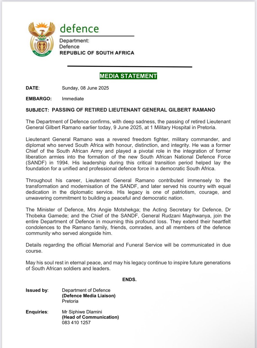 May the soul of General Ramano rest in peace🙏