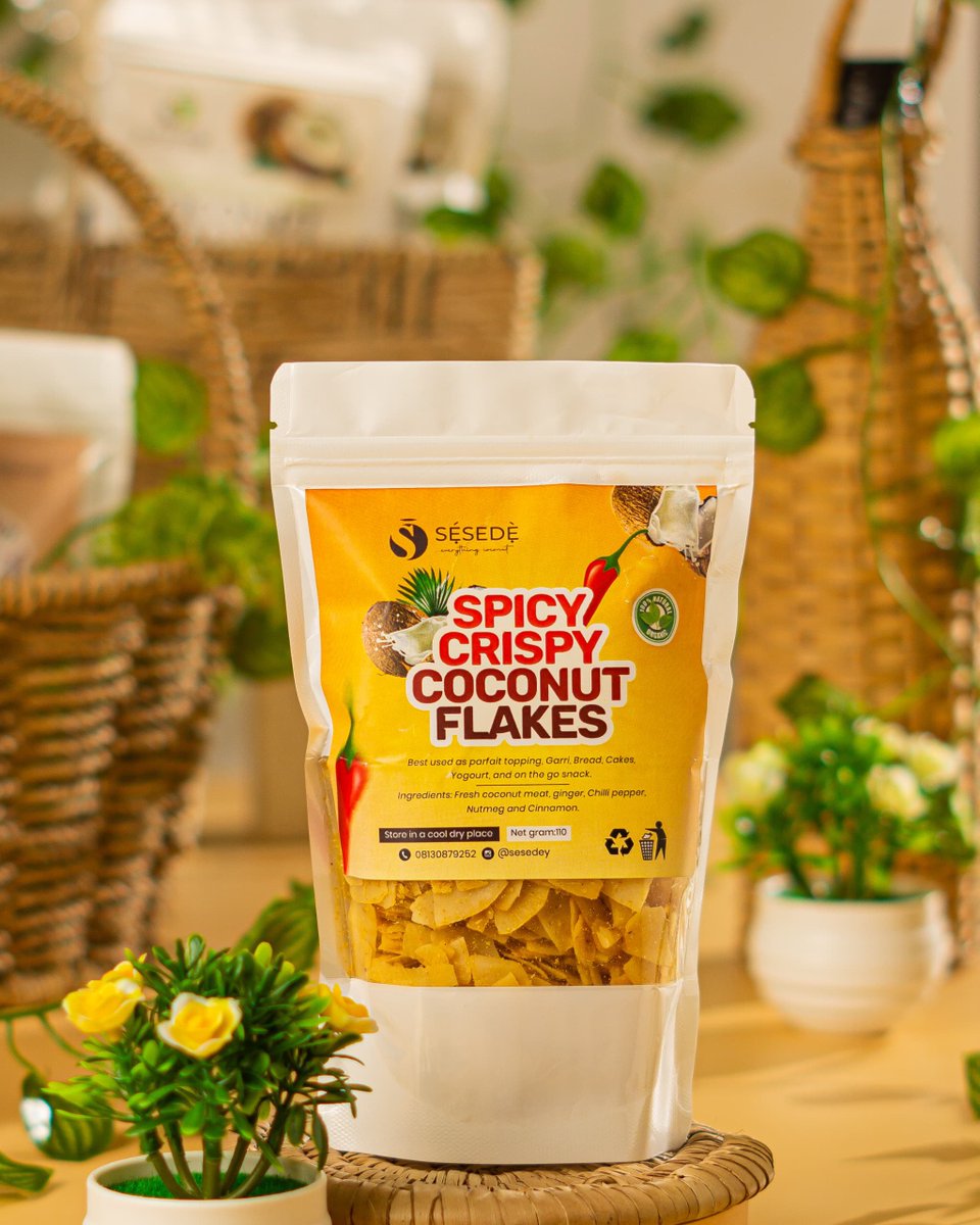 CRISPY COCONUT FLAKES 

Comes in sweetened, unsweetened and spicy flavors.

PRICE: 3k each 

Can be used as toppings on parfaits, fruit salad, oats, etc.