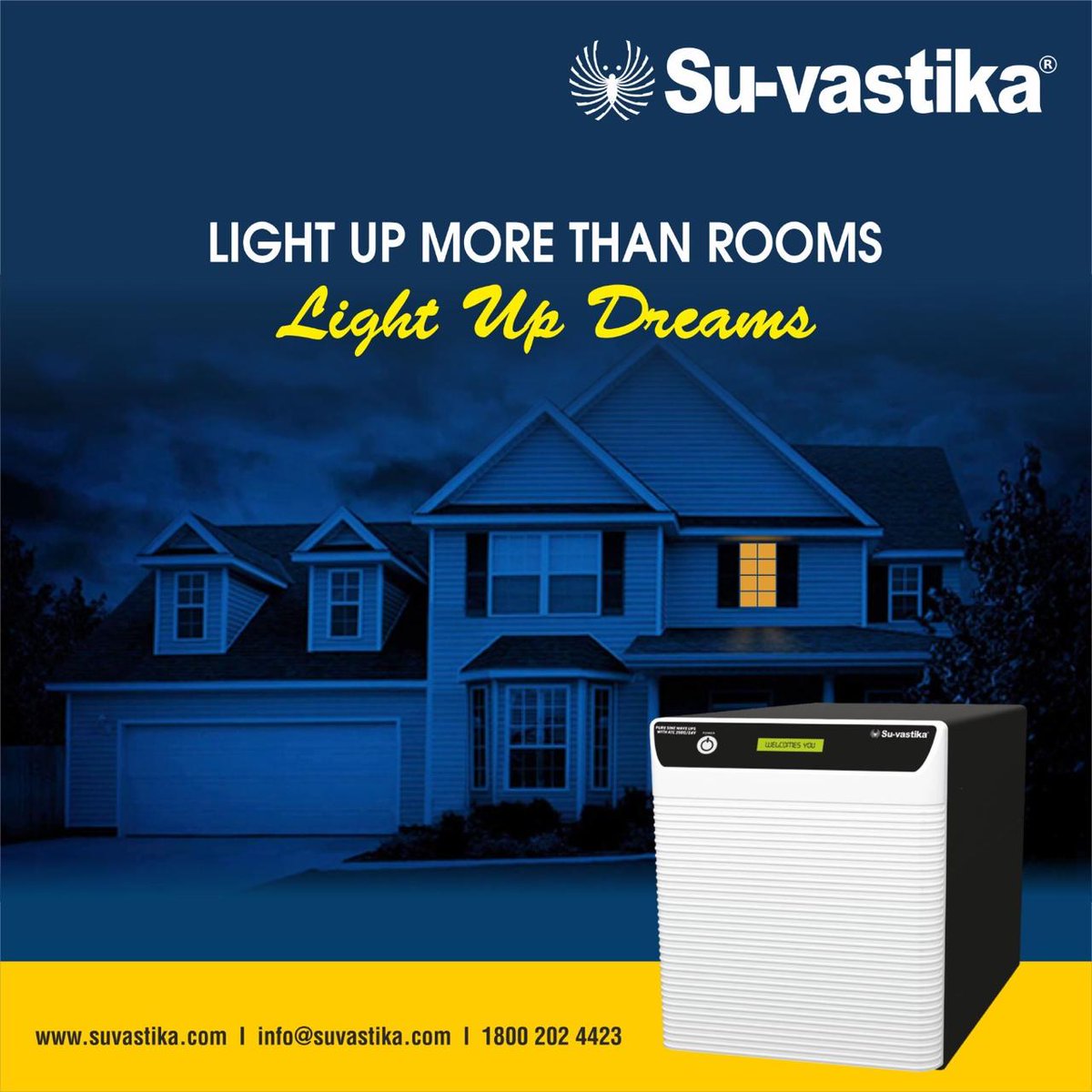 Su-vastika Systems Private Limited (@suvastika) on Twitter photo Say goodbye to power cuts.
With Su-vastika’s reliable inverters, your home stays lit and your life uninterrupted.
🔗 suvastika.com
📩 info@suvastika.com
📞 1800 202 4423
#Suvastika #InverterSolutions #PowerOnAlways #PowerBackup #HomeEnergy Say goodbye to power cuts.
With Su-vastika’s reliable inverters, your home stays lit and your life uninterrupted.
🔗 suvastika.com
📩 info@suvastika.com
📞 1800 202 4423
#Suvastika #InverterSolutions #PowerOnAlways #PowerBackup #HomeEnergy
