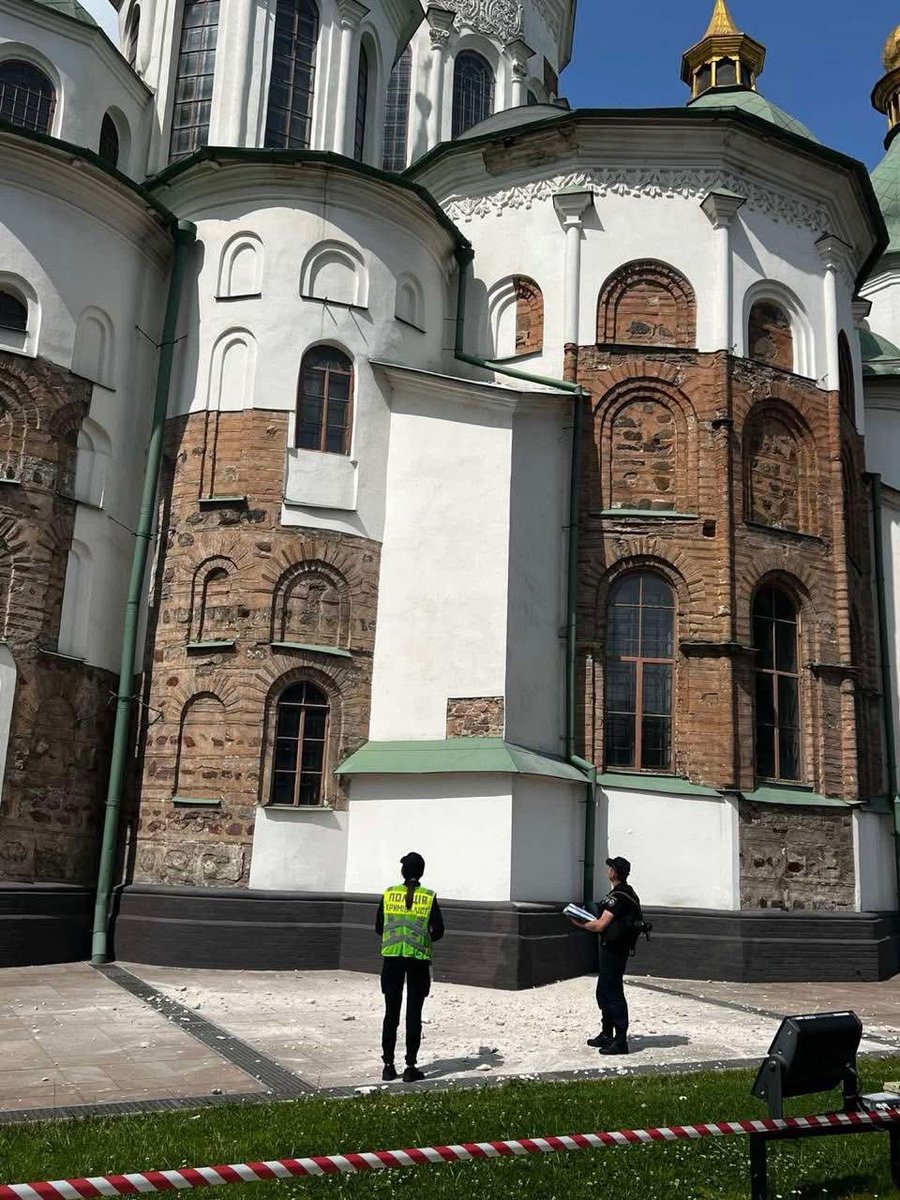 Yevheniia Kravchuk (@kravchukev) on Twitter photo Today, a blast wave from a Shahed drone — launched from somewhere in the Russian swamps — damaged the cornice of the main apse of Saint Sophia Cathedral in Kyiv, a <a href="/UNESCO/">UNESCO 🏛️ #Education #Sciences #Culture 🇺🇳</a> protected 11th-century monument.
Russian aggressor has not abandoned its efforts to destroy the core of the Today, a blast wave from a Shahed drone — launched from somewhere in the Russian swamps — damaged the cornice of the main apse of Saint Sophia Cathedral in Kyiv, a <a href="/UNESCO/">UNESCO 🏛️ #Education #Sciences #Culture 🇺🇳</a> protected 11th-century monument.
Russian aggressor has not abandoned its efforts to destroy the core of the