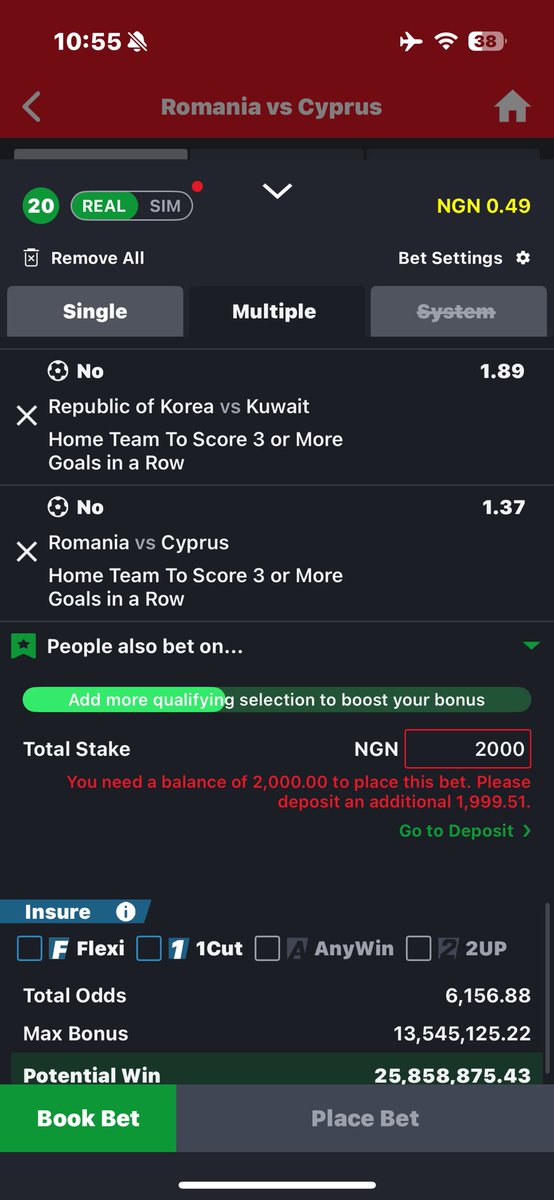 Anti you see am Abi 
6k odds for individual not to score 3 goals in a row 
Click the link below for code: 👇👇

wa.link/n7ozme

wa.link/n7ozme