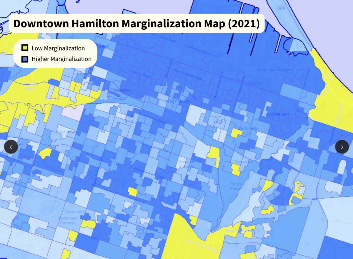 In Hamilton, like most communities, the wealthiest (in yellow) now have greatly increased access to for-profit cataract surgeries, while access fell for everyone else (blue), the poorest faring worst. Public hospitals, CMAJ found, provide equal access regardless of income.