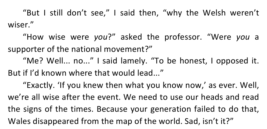 FutureWales2033's tweet photo. An excerpt from the second half of "A Week in Future Wales" - the translation of "Wythnos yng Nghymru Fydd", written in 1957 and set in 2033. 

Terrifyingly prescient. https://t.co/3gEa0POYv7