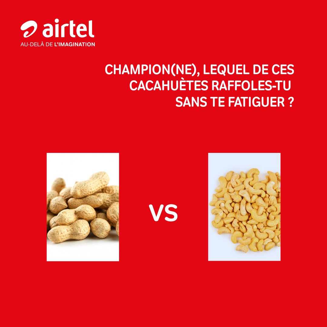 airtelniger's tweet image. Alors, Team #Arachide ou #Noixdecajou ?

#AirtelNiger #AuDelaDeLimagination