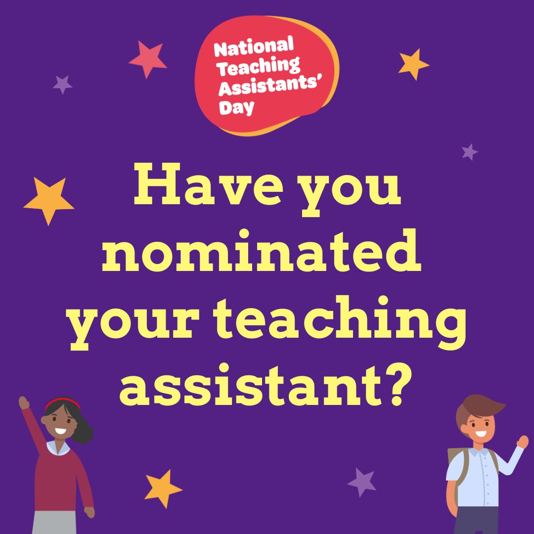 💛 Know a TA who brings stories to life, inspires curiosity, and makes every page count?

#NTAD is your chance to give them the spotlight they truly deserve 🌟

Nominate your TA now 👇
eu1.hubs.ly/H0kRB-d0

#NationalTADay #ReadTogetherGrowTogether