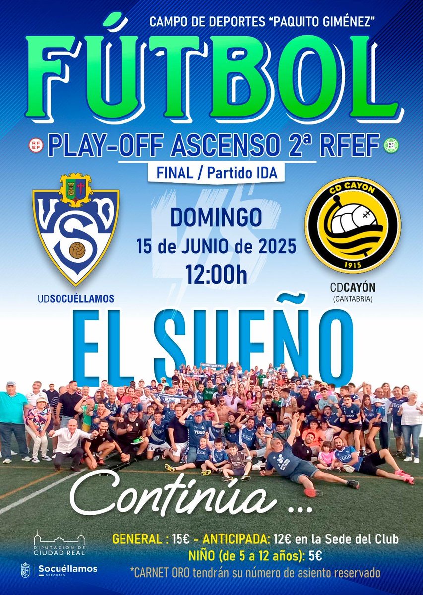 🥁 Último partido en casa. El equipo quiere seguir escribiendo su historia, un sueño: el regreso a Segunda Federación, a solo dos partidos. 

💙 Hay que llenar el Paquito Giménez, el sueño está cerca, pero no será posible si no estás tú. 

#VamosUnión 💙