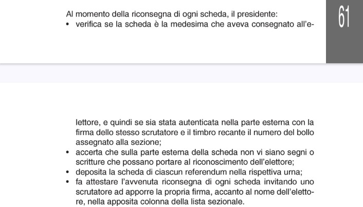 miki78domus's tweet photo. @evanessuna @1sweetpotatopie Ti sbagli.
"Il presidente deposita la scheda di ciascuna referendum nella rispettiva urna " pag 61-62 delle "Istruzioni per le operazioni di uffici di sezione" fornito al presidente ed al segretario di seggio e disponibile in PDF nel sito del ministero dell' interno https://t.co/iIvbfnF0qG