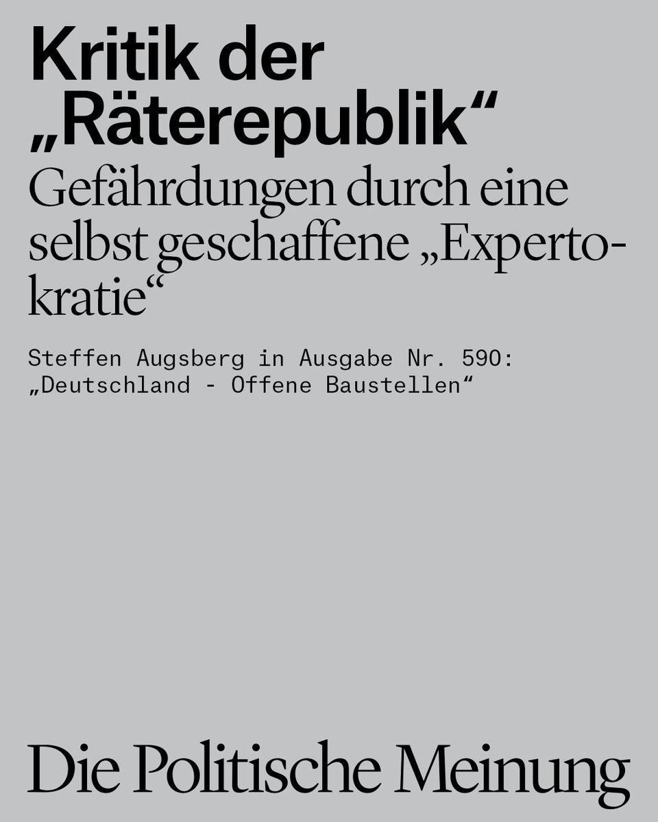 Staatsrechtler Steffen Augsberg warnt vor der #Expertokratie:
Wenn Expertengremien Politik machen, droht die Demokratie zu verlieren.
🔍 Mehr Beratung, weniger Entscheidung – aber mit klarer Grenze.
Transparenz &amp; Verantwortung statt Entpolitisierung!
kas.de/de/web/die-pol…