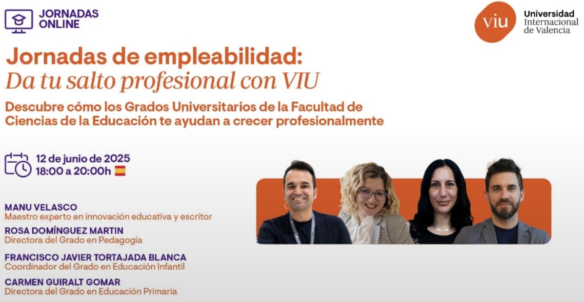 🚀Da tu salto profesional con <a href="/UniversidadVIU/">Universidad Internacional de Valencia - VIU</a>

🎓Ven a nuestras Jornadas de Empleabilidad Online y descubre cómo nuestros Grados Universitarios te pueden ayudar a crecer profesionalmente.

👉 Inscríbete gratis a todas las jornadas que te interesen: lnkd.in/dbhcDUcB