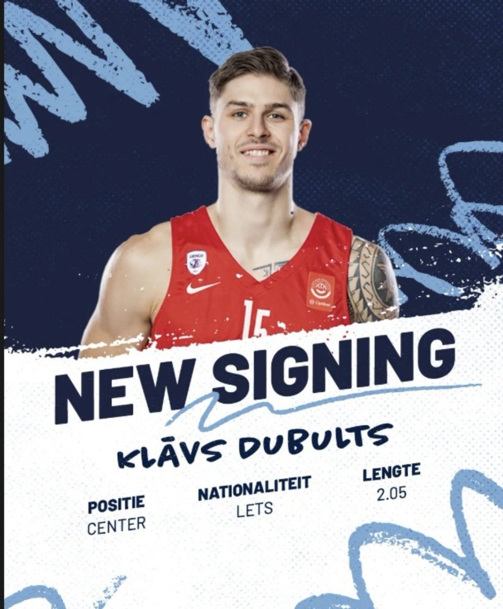 Check de eerste aanwinst voor <a href="/LandstedeBasket/">Landstede Hammers</a>. De Let Klāvs Dubults is een center van 2.05 meter en komt over van <a href="/bkliepaja/">Liepājas Basketbols</a>.

Welcome Klāvs!

Lees hier het hele bericht: 
landstedehammers.nl/letse-aanwinst…

#hammertime #landstedehammers