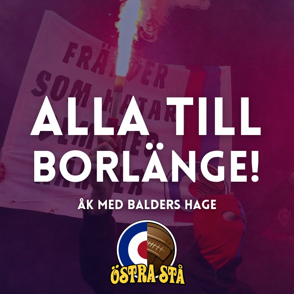 Örgryte Östra Stå (@ostrasta1887) on Twitter photo Matchvecka!
På söndag tar livet vid igen, när vi äntligen får sjunga fram vårt Sällskap! Åk till Borlänge med <a href="/BaldersHageOIS/">Balders Hage</a> så visar vi Brage vart skåpet ska stå! Framåt Rödblått kämpa för seger! Matchvecka!
På söndag tar livet vid igen, när vi äntligen får sjunga fram vårt Sällskap! Åk till Borlänge med <a href="/BaldersHageOIS/">Balders Hage</a> så visar vi Brage vart skåpet ska stå! Framåt Rödblått kämpa för seger!