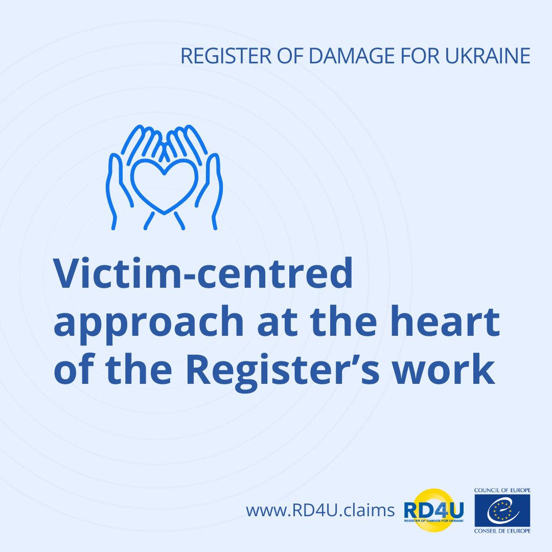 📄The Register of Damage for Ukraine is strongly committed to pursuing a victim-centred approach in its operations.

🔗Read more about approach here: rd4u.coe.int/en/victim-cent…

#RD4U #justice