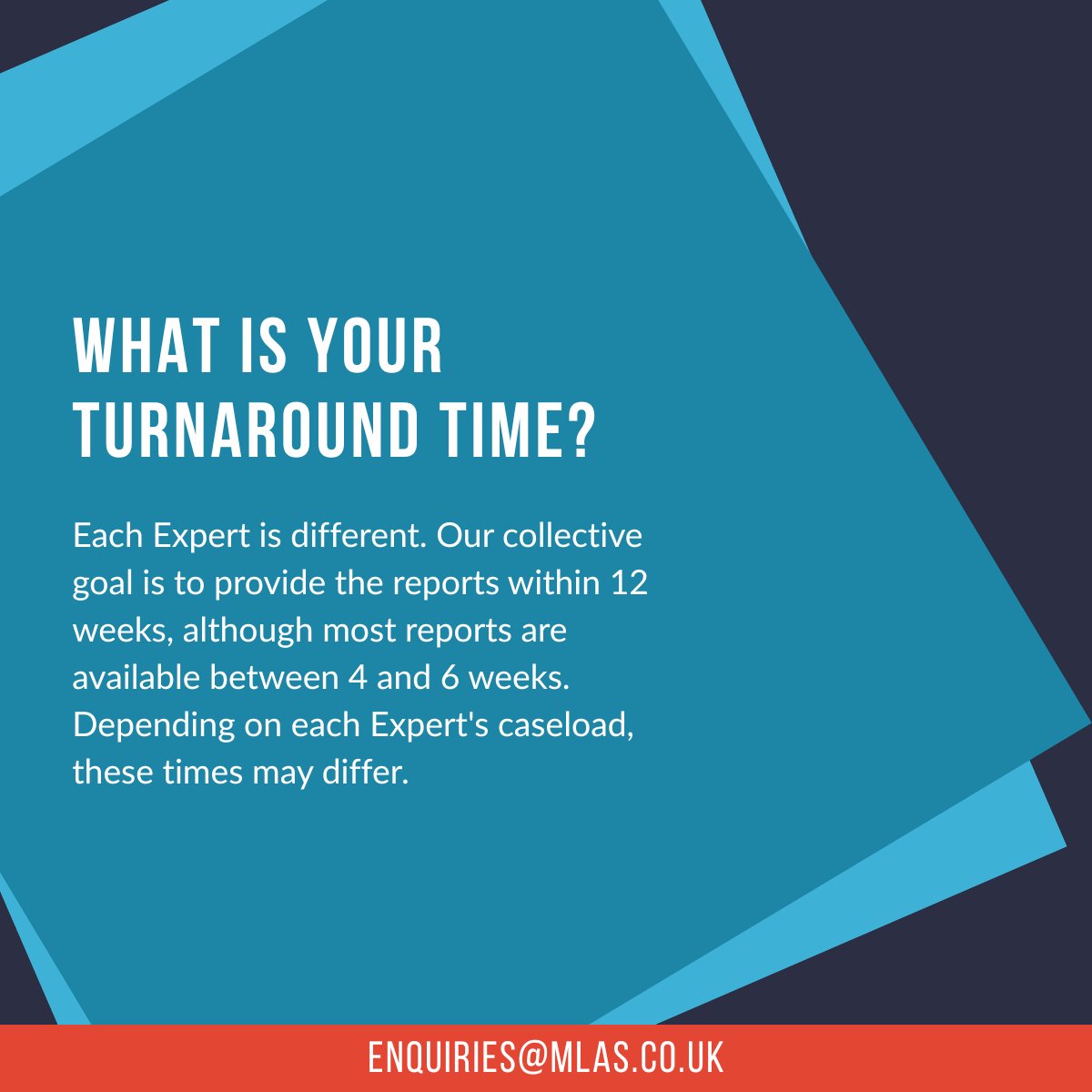 Med Legal Admin Services (@medlegaladmin) on Twitter photo You know you’ll need an expert witness soon, but how long does it take to instruct? What is their turnaround time for a report? Is there someone local to your client?
Why wait to ask the important questions? Email enquiries@mlas.co.uk today! You know you’ll need an expert witness soon, but how long does it take to instruct? What is their turnaround time for a report? Is there someone local to your client?
Why wait to ask the important questions? Email enquiries@mlas.co.uk today!