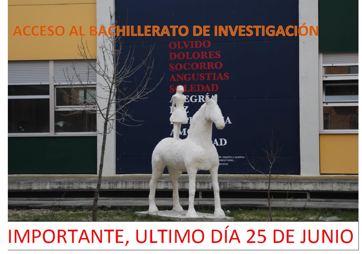 IES Delicias (@ies_delicias) on Twitter photo ¡Atención! 📢 Recuerda que el plazo para solicitar la admisión en el Bach de Investigación y Excelencia en Artes del <a href="/IES_Delicias/">IES Delicias</a> finaliza el 25 de junio. ¡No pierdas esta oportunidad! ✨🎨📚 #Admisiones #BachilleratoDeExcelencia #IESDelicias
iesdelicias.com/project/admisi… ¡Atención! 📢 Recuerda que el plazo para solicitar la admisión en el Bach de Investigación y Excelencia en Artes del <a href="/IES_Delicias/">IES Delicias</a> finaliza el 25 de junio. ¡No pierdas esta oportunidad! ✨🎨📚 #Admisiones #BachilleratoDeExcelencia #IESDelicias
iesdelicias.com/project/admisi…