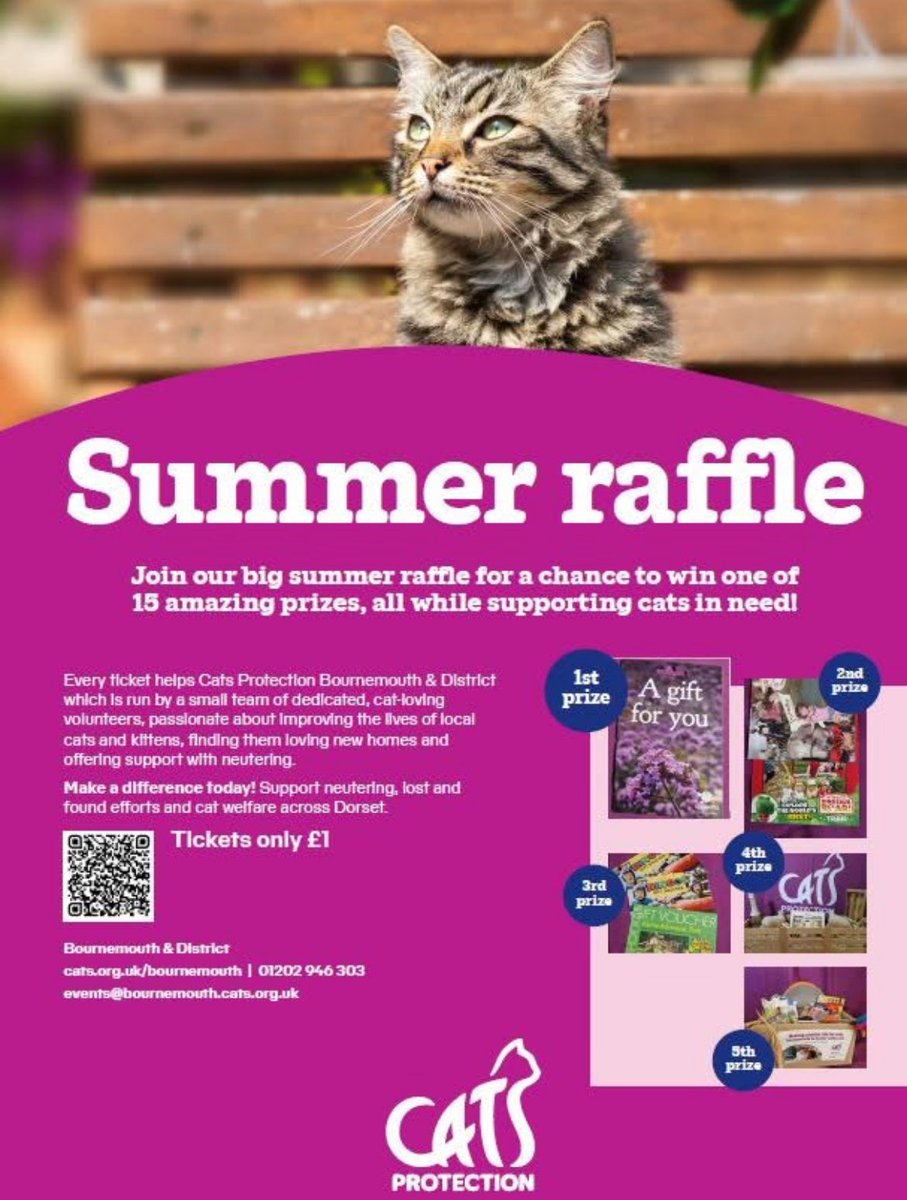 🤩 15 Fantastic Prizes in Total 🤩 
With thanks to local businesses for their amazing support ✨

playforcats.cats.org.uk/bournemouth/Bo…

#CharityTuesday #CatsOfX #Cats 
<a href="/OwainWynEvans/">Owain Wyn Evans</a> <a href="/rickygervais/">Ricky Gervais</a> <a href="/PeterEgan6/">Peter Egan</a> <a href="/JaneFallon/">Jane Fallon</a>