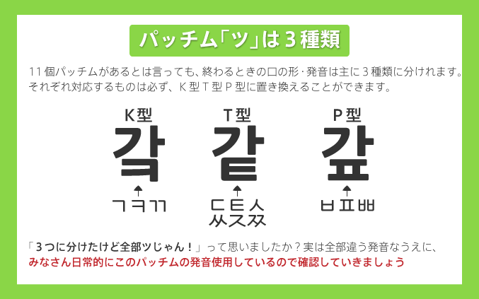 hangul_sonho's tweet photo. 「韓国語の発音」
パッチム「ツ」に当たるものは11個ありますが、それをどのように覚えたら発音を使い分けれるかまとめました！ https://t.co/wI6CHuXFun