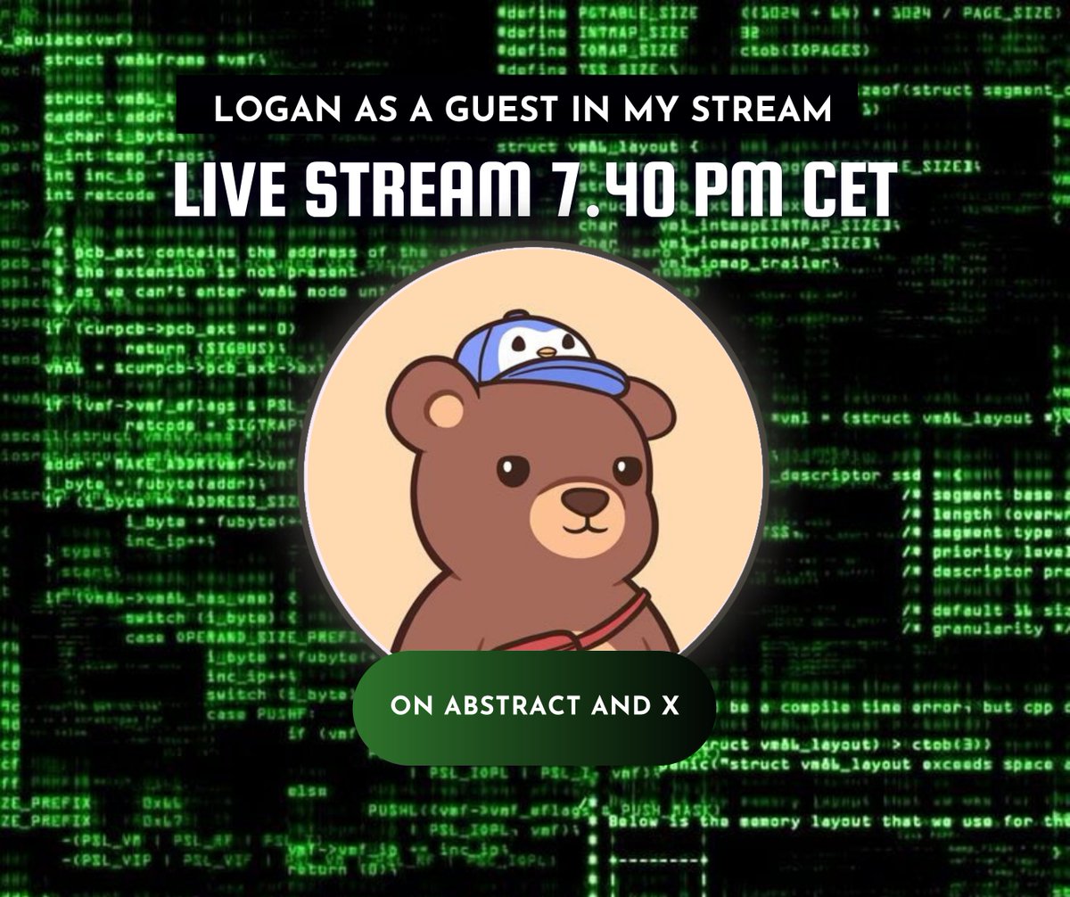 Today I’ll have a special guest on my stream, 40 minutes after 7 PM CET!

Join us on Abstract or X to chat and talk about Abstract and everything you like to share with Logan.

When?
-&gt; 40 minutes after 7 PM CET

With who?
-&gt; <a href="/logannross/">Logan</a>

Where?
-&gt; X and Abstract

See you soon!
