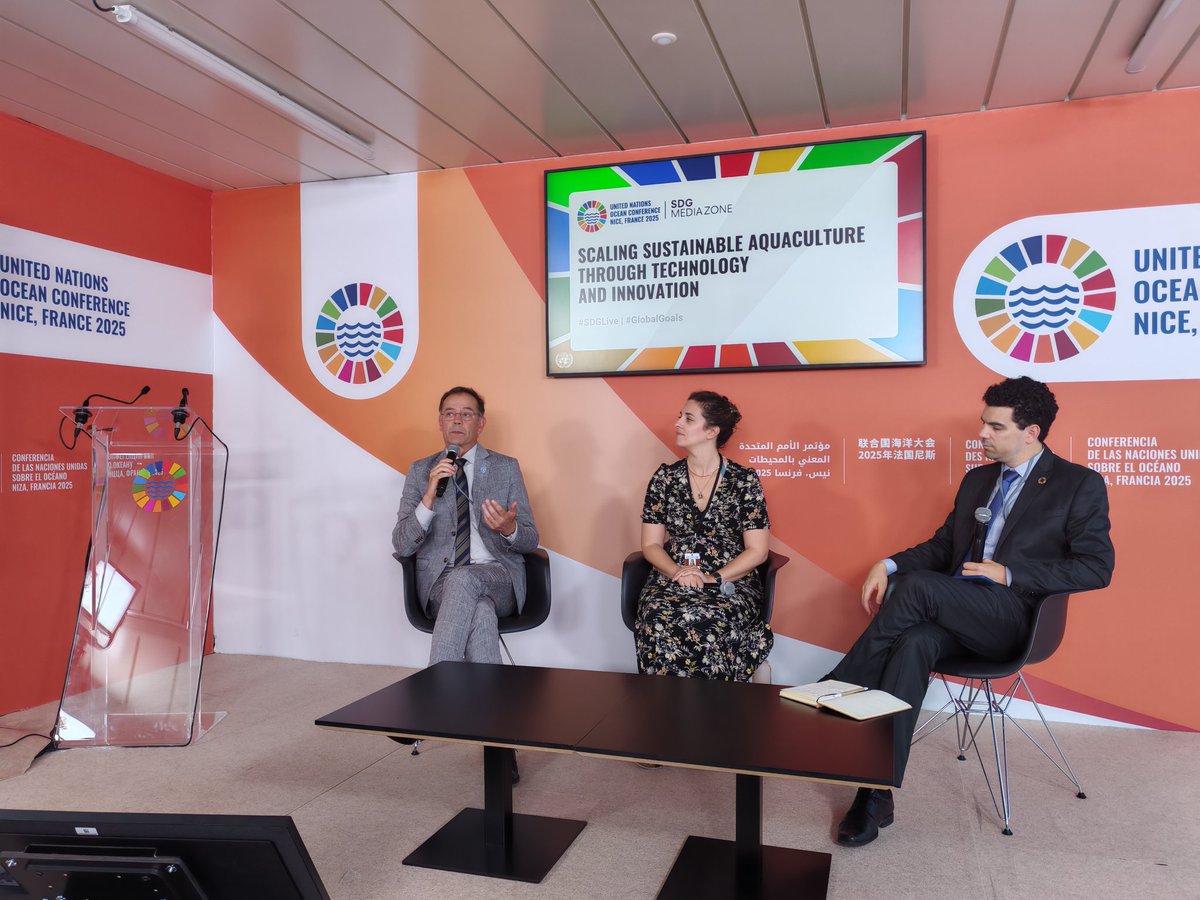 We're live now from the SDG Media Zone at #UNOC3.

Talking aquaculture, tech and innovation with <a href="/Manu_FAO/">Manuel Barange</a>
And Marilu Suc front NOWA. 

Tune in and join us live! 👉
webtv.un.org/en/asset/k12/k…