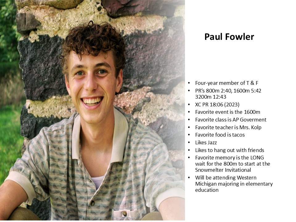 On this Tuesday let's give a "hip hip hooray" to Paul Fowler a 4 year member of the XC / T&amp;F teams.  Paul was most in his element at XC camp and always made running fun.  I am sure that Paul will make learning fun for his students.  #iownit #bedifferent