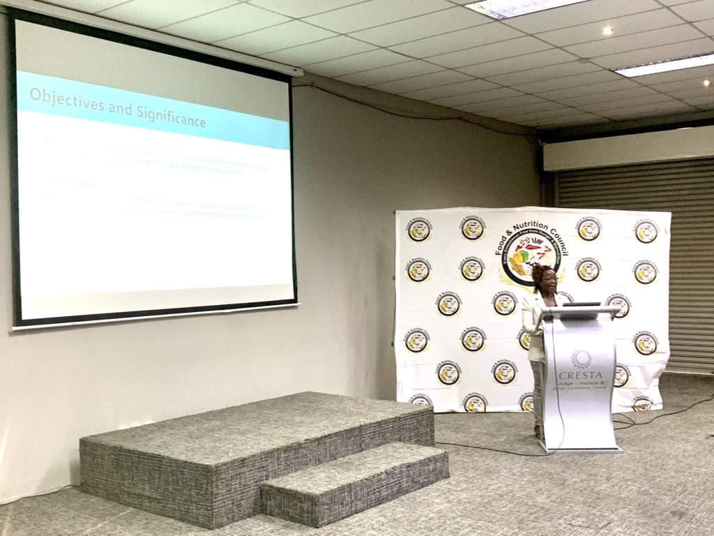 Presentation #2 : Dr. Faith Manditsera's presentation on food labelling in formal and informal outlets highlighted critical gaps in allergen disclosure, nutrition transparency &amp; expiry dates. These issues pose significant public health risks. #FoodSafety #Zimbabwe