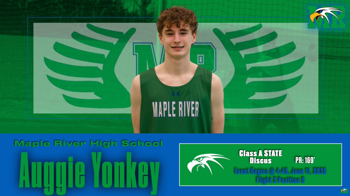 MRTandF's tweet image. Auggie, Congratulations and Good Luck at the Class A STATE Track and Field Meet Wednesday! #wearemapleriver