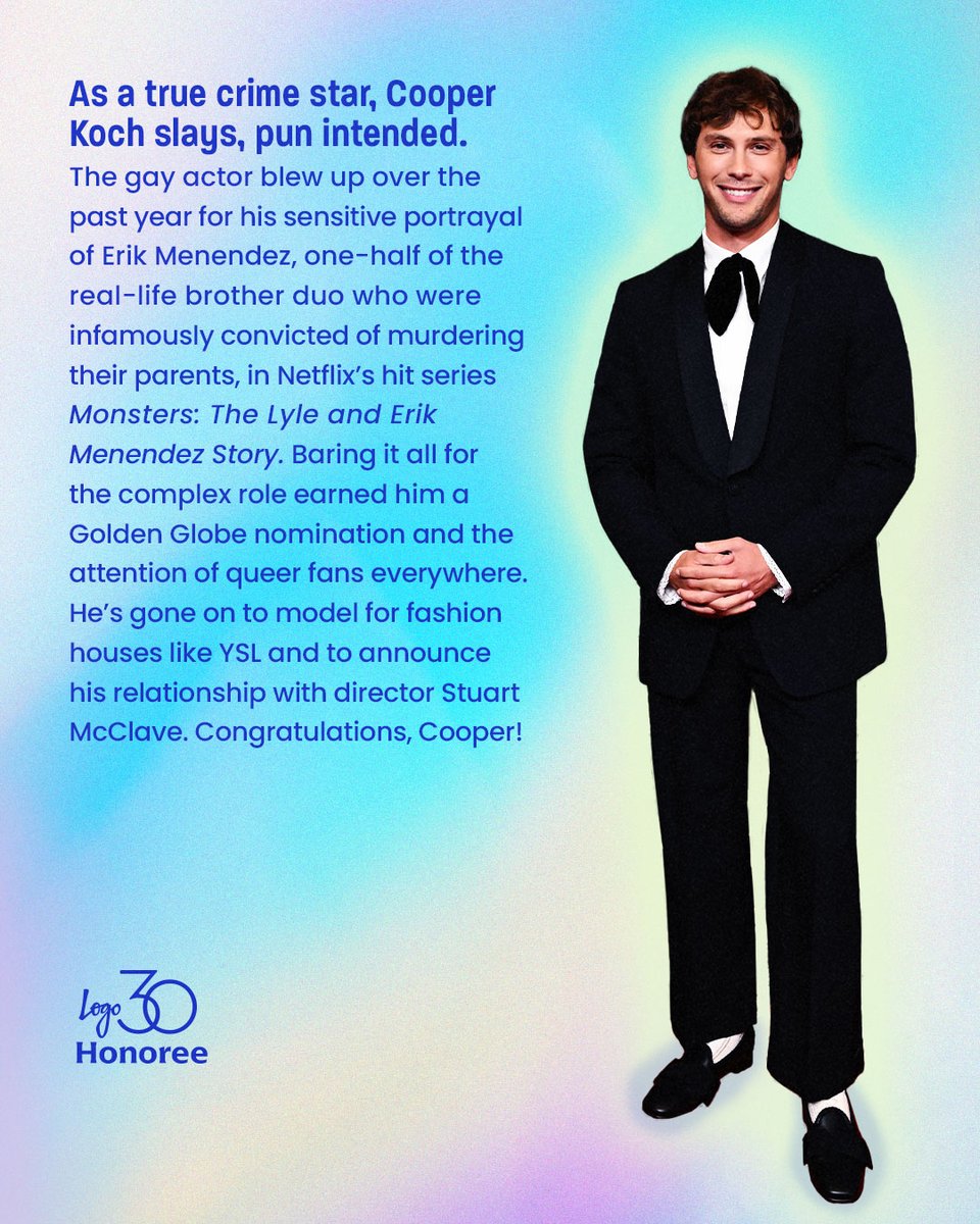 Congratulations #CooperKoch on earning a spot on my internet boyfriend list – and a #Logo30 honor, of course 🥰