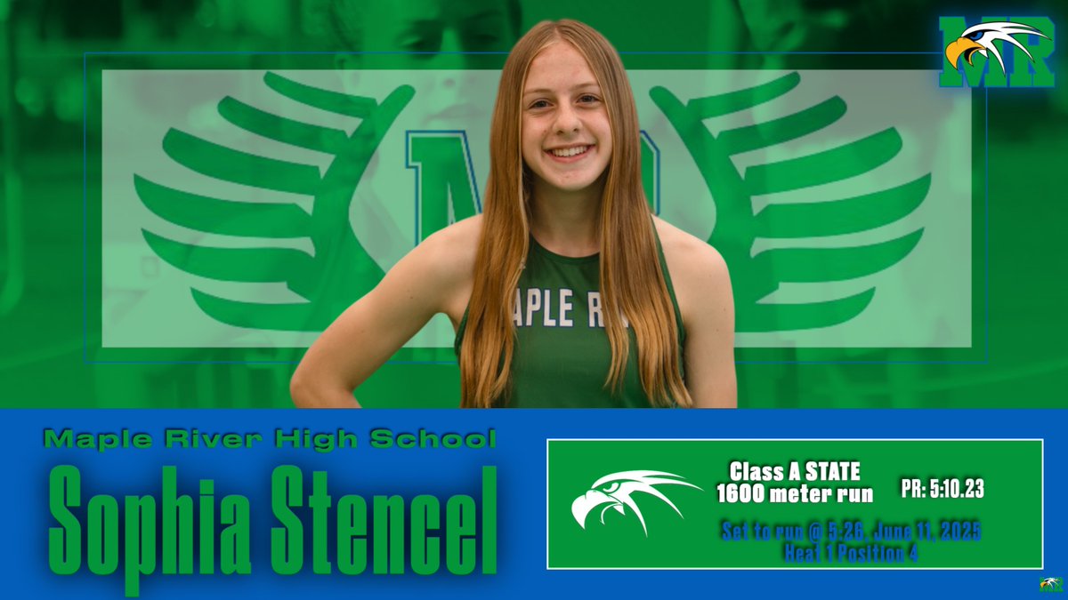 MRTandF's tweet image. Sophia, Congratulations and Good Luck at the Class A STATE Track and Field Meet Wednesday! #wearemapleriver