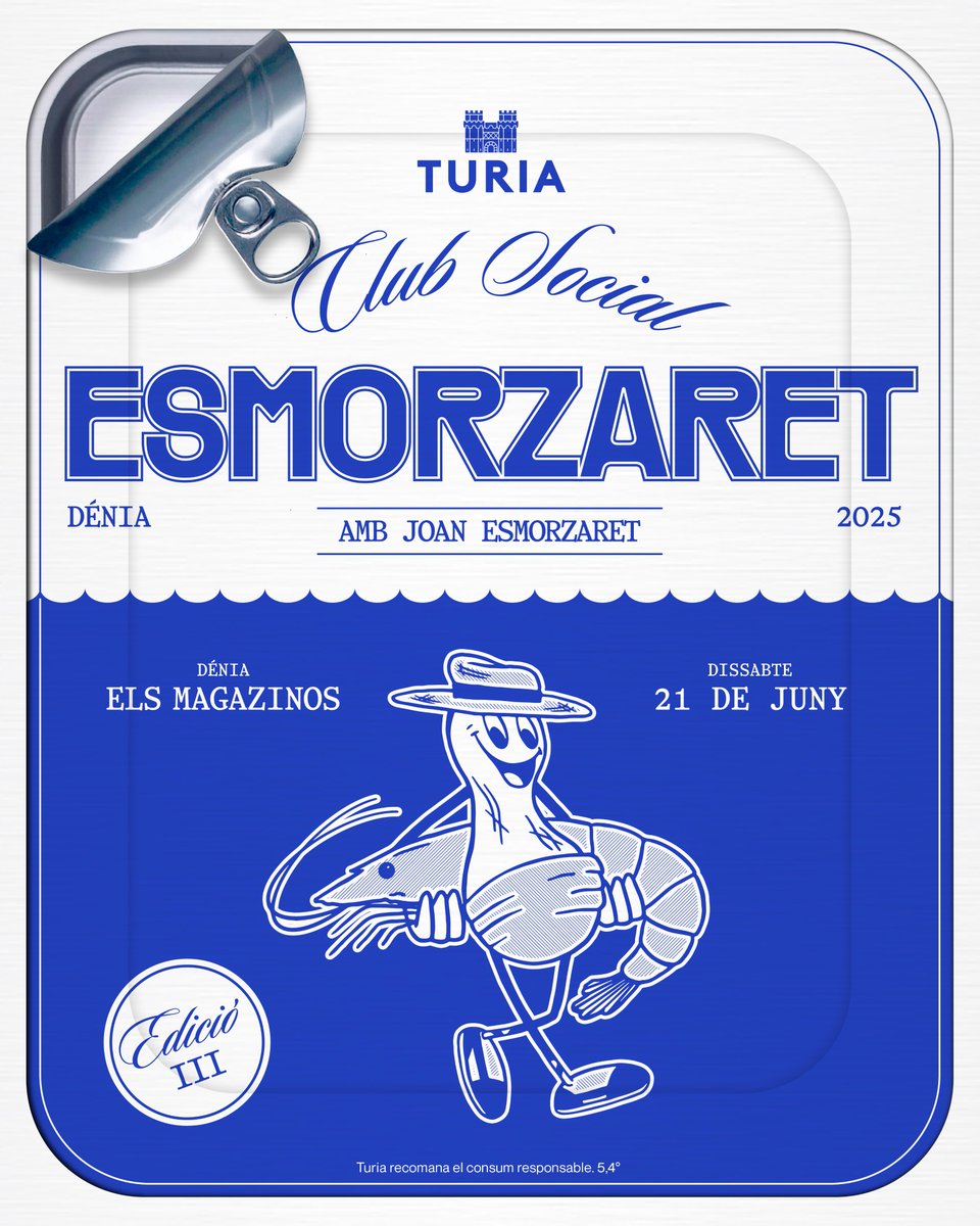 Cerveza Turia (@cervezaturia) on Twitter photo Comença l’estiu i sí, clar que ho celebrem. Esmorzaret Club Social atraca a Dénia! 🦐
Ens veiem el 21 de juny en <a href="/elsmagazinos/">Els Magazinos</a> per a gaudir d'un esmorzar autèntic, com els de sempre, però amb sabor d'estiu i <a href="/esmorzaret/">esmorzaret</a>.
Entrades ja disponibles: cervezaturia.es/es/esmorzaret Comença l’estiu i sí, clar que ho celebrem. Esmorzaret Club Social atraca a Dénia! 🦐
Ens veiem el 21 de juny en <a href="/elsmagazinos/">Els Magazinos</a> per a gaudir d'un esmorzar autèntic, com els de sempre, però amb sabor d'estiu i <a href="/esmorzaret/">esmorzaret</a>.
Entrades ja disponibles: cervezaturia.es/es/esmorzaret