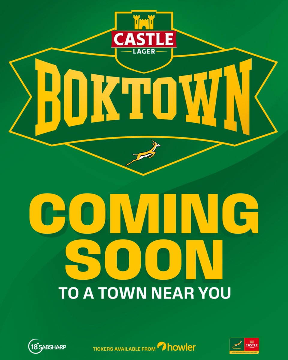 CastleBoktown's tweet image. Bok Fever loadingโฆ ๐๐ฅ
Castle Lager Boktown coming to a town near you!
๐ Get your tickets: howler.events/organisers/189โฆ
#BestSeatOutsideTheStadium
#CastleLagerBoktown
#CastleLager