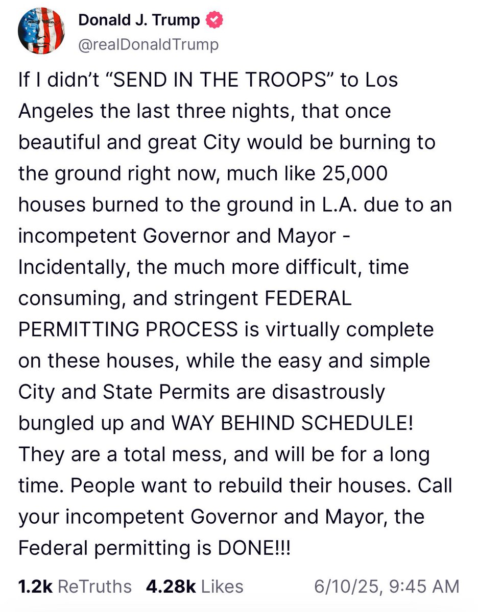 Angry_Staffer's tweet image. Are people actually buying this shit? The national guard hasn’t done *anything* in LA yet. 

Trump is just using our military as pawns for his political games.