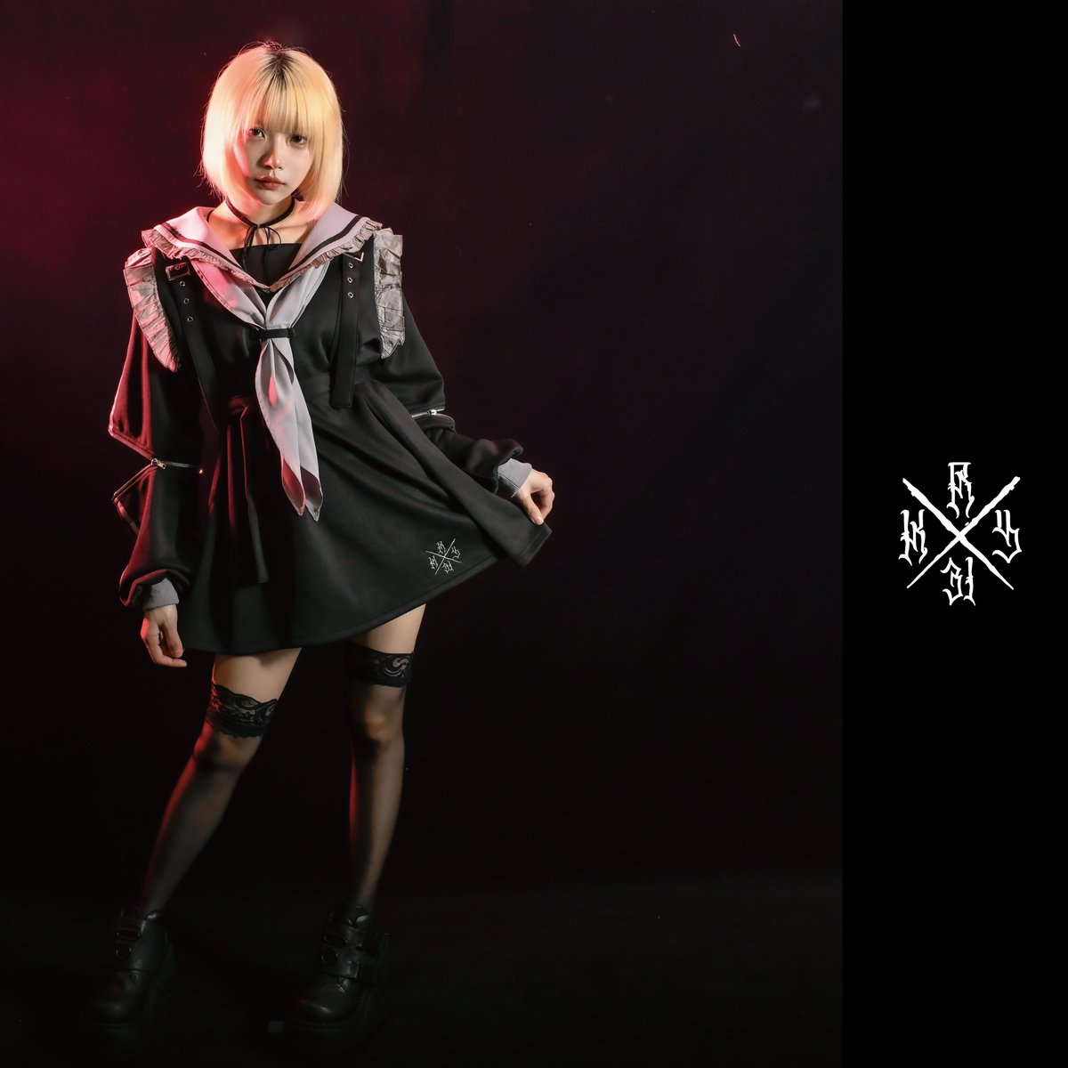 KRY clothing 「陰鬱」 スカーフフリルセーラーOP ワンピース KRY clothing 「陰鬱」 スカーフフリルセーラーOP ワンピース