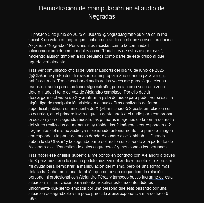NegradasVLR's tweet image. Os dejo aqui un análisis que me ha hecho una persona con conocimientos de audio y video de manera altruista en el que explica la realidad de los hechos y que está dispuesto a explicarlo de cara al público.