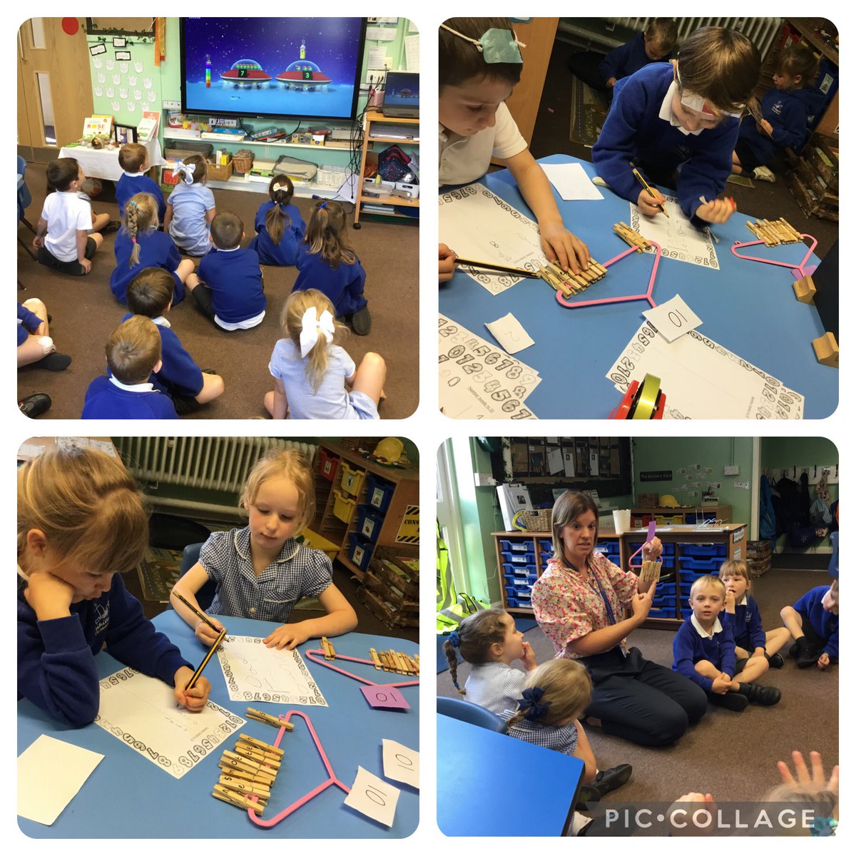 Today in Maths we having been learning about number bonds to 10. We moved pegs along a coat hanger to help us find some of the bonds. <a href="/SchoolWhitegate/">Whitegate C/E School</a>