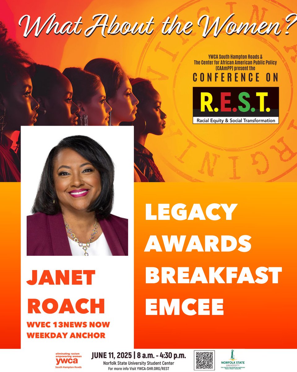 Janet Roach 13News Now (@13janetroach) on Twitter photo I'm looking forward to joining the <a href="/YWCA_SHR/">YWCA S Hampton Roads</a> for their R.E.S.T conference at Norfolk State tomorrow. This year's theme: "What About the Women?" I'm looking forward to joining the <a href="/YWCA_SHR/">YWCA S Hampton Roads</a> for their R.E.S.T conference at Norfolk State tomorrow. This year's theme: "What About the Women?"