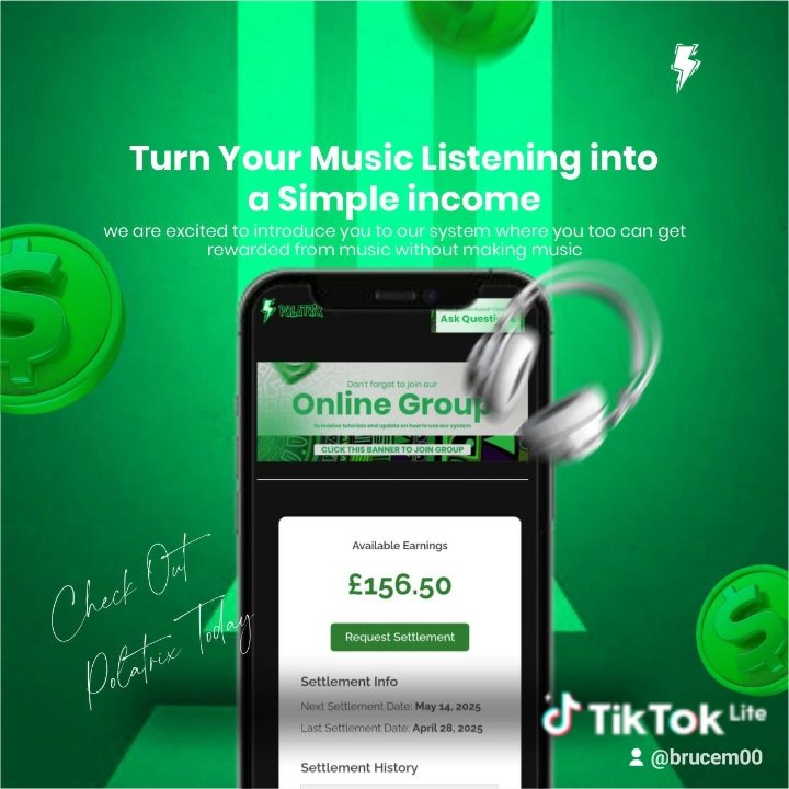 brucem51's tweet photo. Do you enjoy listening to music , why not turn that into an income stream 

No cost to join, just earning plus you get rewarded for referring your friends 

https://t.co/ygQalLRW1K https://t.co/HEkn0E3hl7