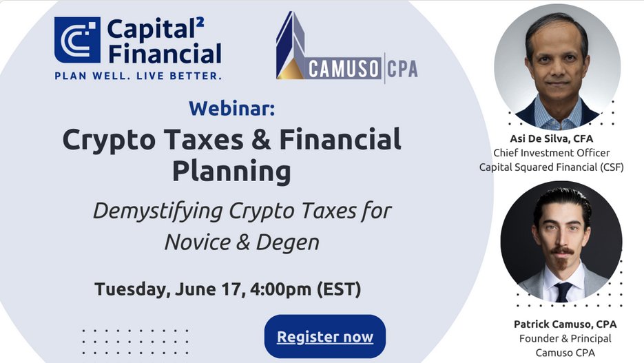 Hosting a #crypto tax and financial planning webinar next week. Register on the zoom page via the link below

#cryptotax #cryptotaxes #Bitcoin  #Ethereum #BitcoinTreasury 

us06web.zoom.us/webinar/regist…