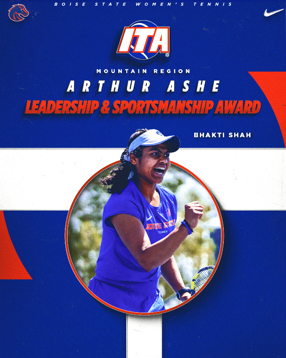 BroncoSportsWTN's tweet image. A true 𝒍𝒆𝒂𝒅𝒆𝒓🙌
Congrats to Bhakti Shah who has earned the ITA Mountain Region Arthur Ashe Leadership & Sportsmanship Award💙🧡
#BleedBlue | #WhatsNext