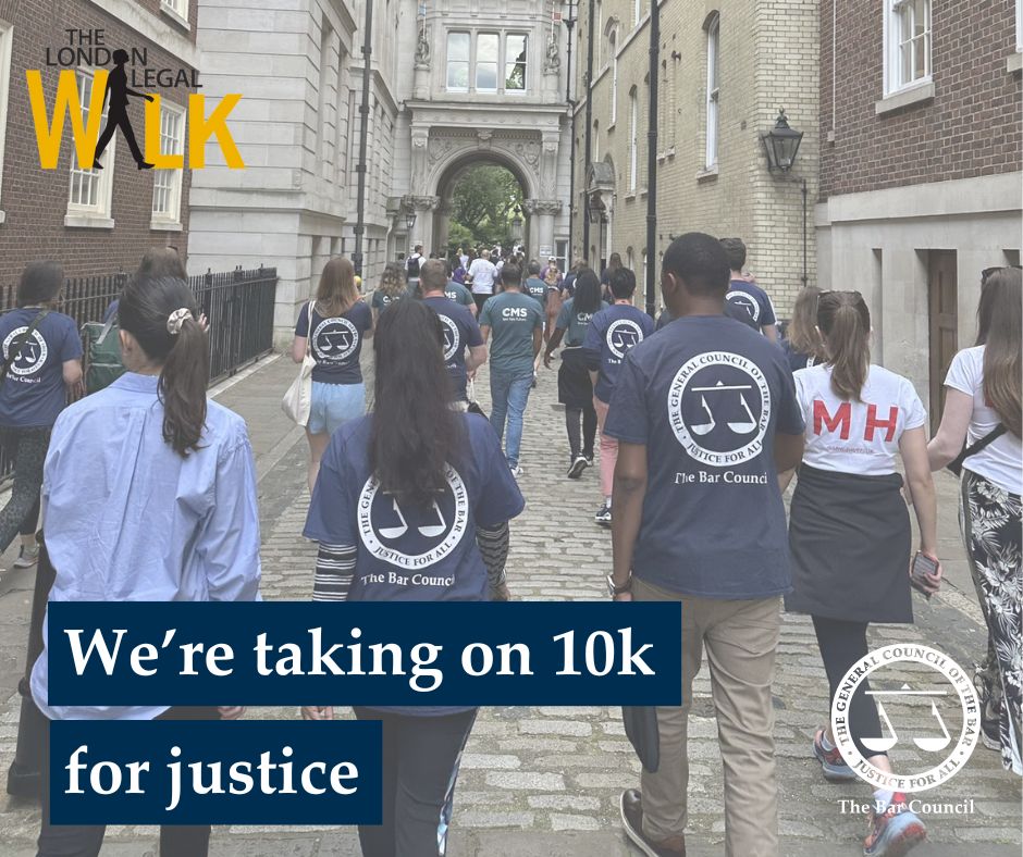👣 This time next week our Bar Council team will be taking on the London Legal Walk. 

We'll be walking 10km with colleagues from across the legal sector to raise vital funds for the London Legal Support Trust (LLST) and the free legal advice agencies it supports. 

We hope to