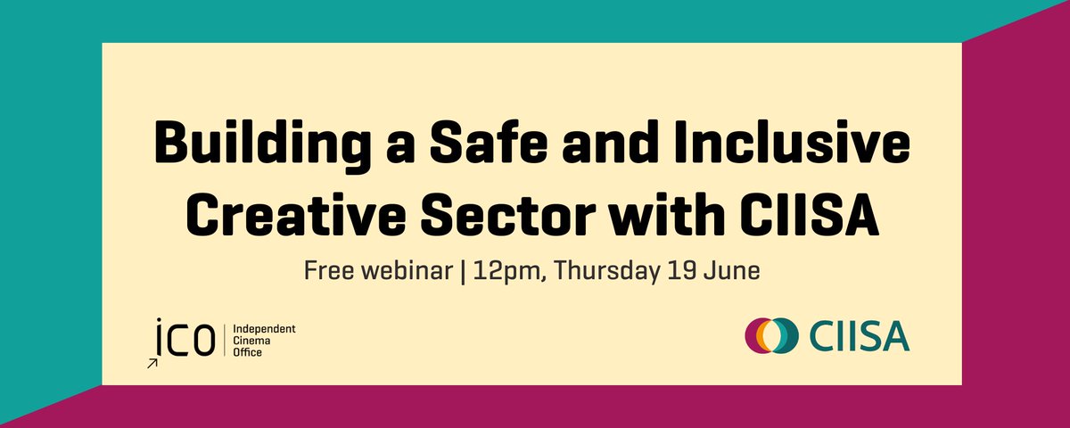 Join us for a webinar with CIISA, the Creative Industries Independent Standards Authority, and learn about their vision to create safe and inclusive workplaces for creative industry professionals.

🎟️Free
⏰12pm to 1pm, Thurs 19 June

independentcinemaoffice.org.uk/training/build…