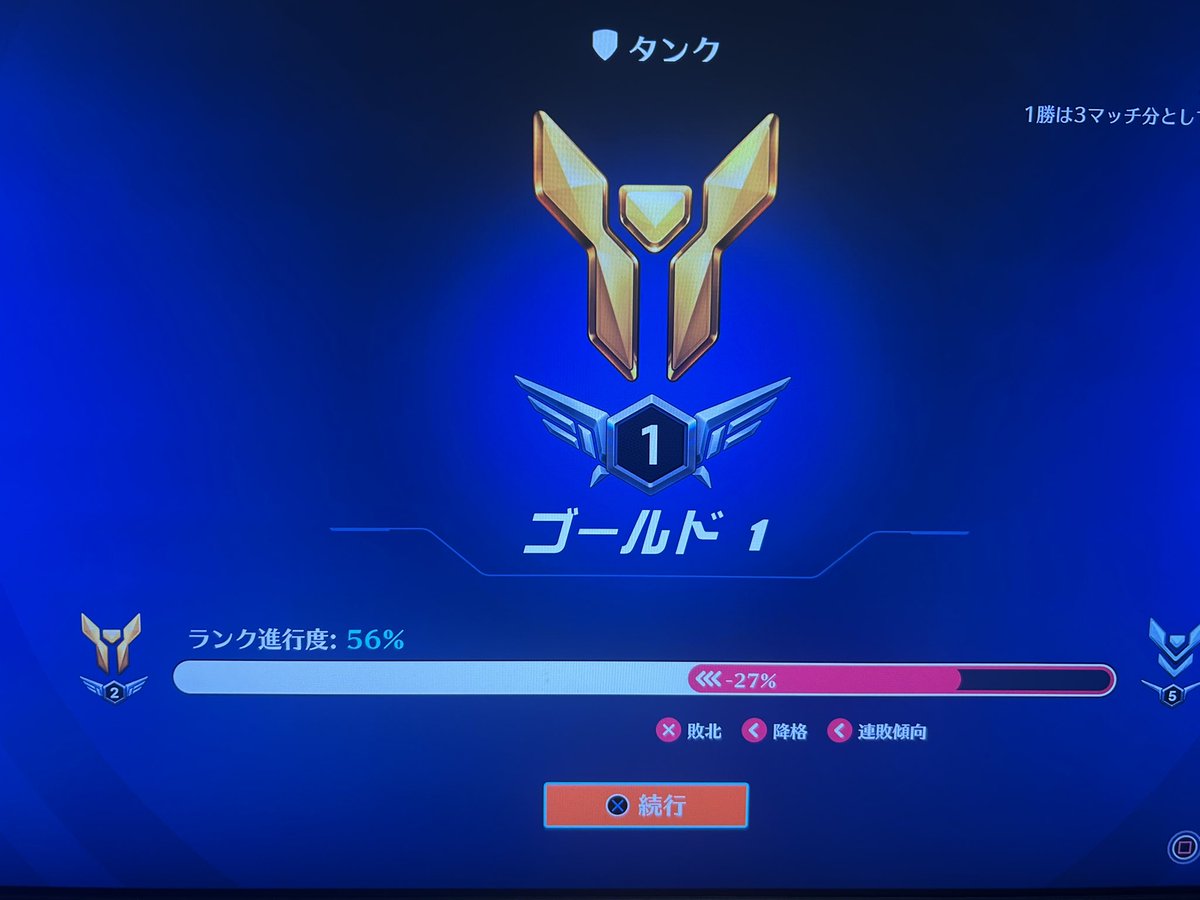 プラチナ2からゴールドに落ちた😌owさようなら