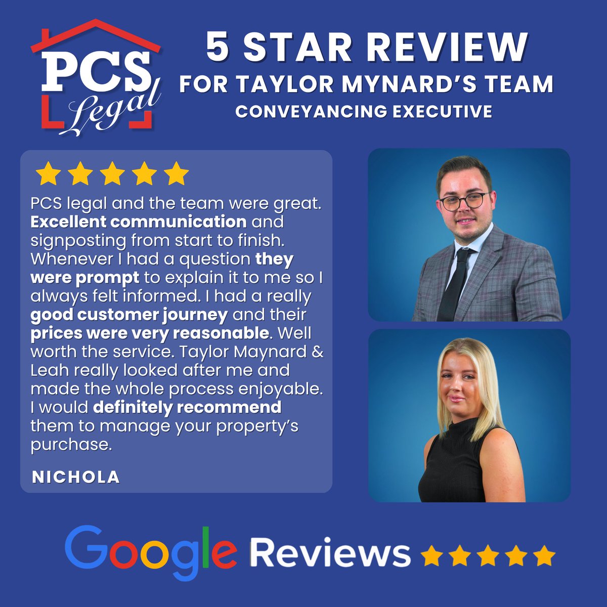 A fantastic 5* Google review for Taylor’s team, showcasing their communication and expertise throughout the purchase🌟🏘️
#PCSLegal