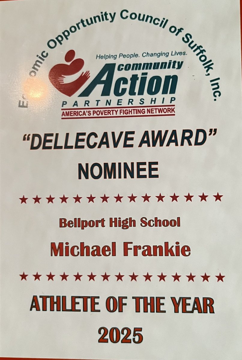 #AGTG Blessed to be named 1 of the 6 finalist for the Dellecave Award, which goes to the best student athlete in Suffolk County!!