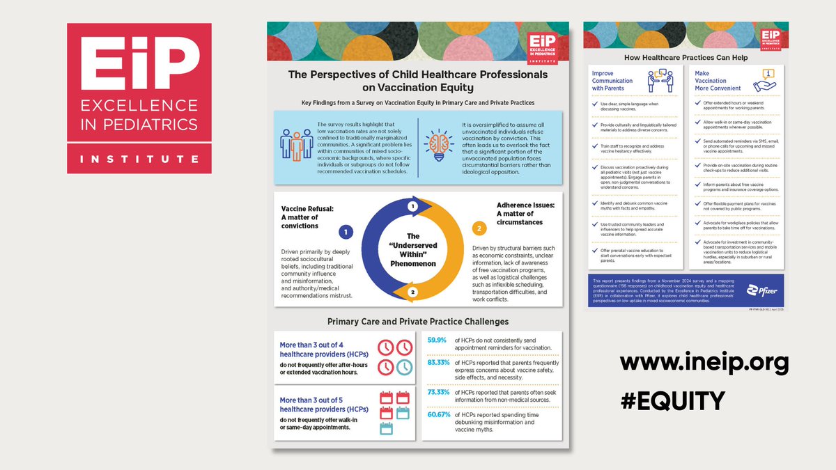Excellence in Pediatrics Institute (@eip_institute) on Twitter photo Child Healthcare professionals can play a vital role in improving vaccination equity. Many unvaccinated individuals face circumstantial barriers, not ideological opposition. Our latest initiative, supported by <a href="/pfizer/">Pfizer Inc.</a>, provides actionable strategies for primary care and private Child Healthcare professionals can play a vital role in improving vaccination equity. Many unvaccinated individuals face circumstantial barriers, not ideological opposition. Our latest initiative, supported by <a href="/pfizer/">Pfizer Inc.</a>, provides actionable strategies for primary care and private
