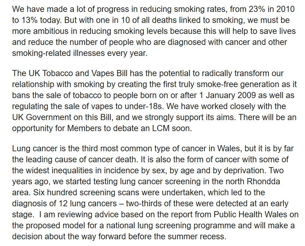 Shaun Walsh (@shaunewalsh) on Twitter photo Welcome statement on preventing ill health from
<a href="/Jeremy_Miles/">Jeremy Miles</a>
It's important the Welsh Parliament follows the Northern Ireland Assembly & Scottish Parliament in supporting the Legislative Consent Motion on Tobacco & Vapes Bill to help secure a smoke free generation #Smokefreeuk Welcome statement on preventing ill health from
<a href="/Jeremy_Miles/">Jeremy Miles</a>
It's important the Welsh Parliament follows the Northern Ireland Assembly & Scottish Parliament in supporting the Legislative Consent Motion on Tobacco & Vapes Bill to help secure a smoke free generation #Smokefreeuk