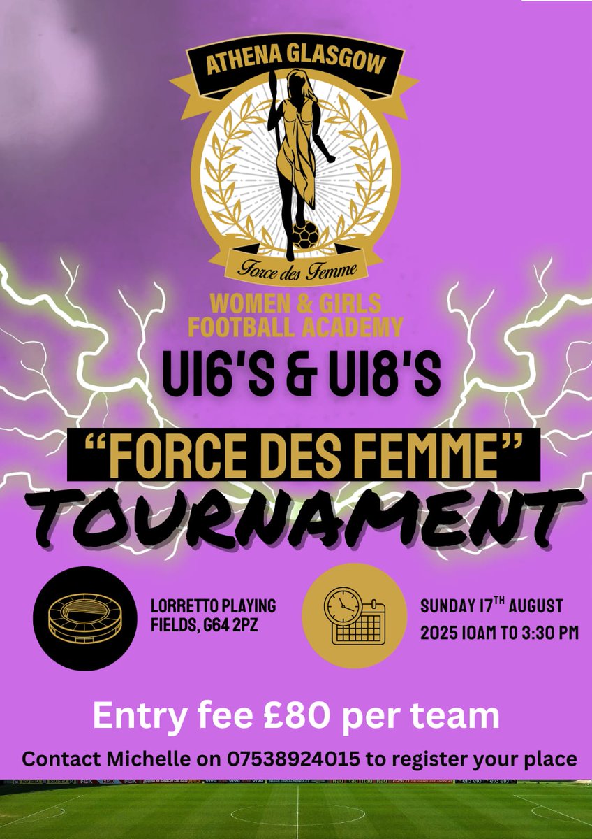 ⚽ U16 &amp; U18 "Force Des Femme" Community Football Tournament! 🏆

We’re bringing the community together for a fun, competitive day of football — and we want YOU to be part of it!

👟 Each team plays 4x 30-minute games
⚔️ Includes a 1st/2nd Place Final or a 3rd/4th Playoff
🏅
