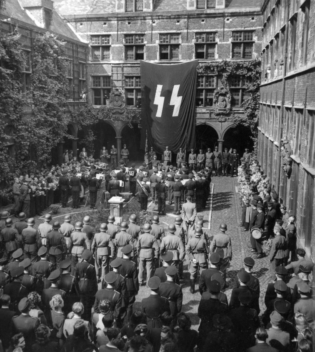 Flemish volunteers take the oath to the Führer, Antwerp, Belgium. 1944.