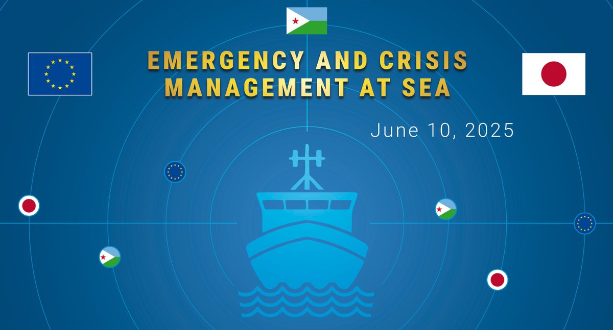 UEaDjibouti's tweet image. 🔵 Djibouti 🇩🇯 a accueilli aujourd’hui le Symposium international sur la gestion des urgences et des crises maritimes, coorganisé avec l’🇪🇺 @UEaDjibouti et @AmbJaponDJ 🇯🇵. Objectif : renforcer la préparation maritime face aux crises en Mer Rouge et dans l’Océan Indien.