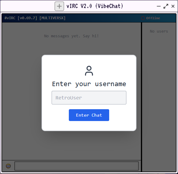 ThePalmTreeNW's tweet photo. 7/11 💬 vIRC V2.0

IRC is back — this time, onchain.

Enter your nickname and start chatting with the Vibe community.

No central servers, just pure #Web3 nostalgia.

#OnchainChat #vIRC #RetroInternet https://t.co/9u09Du2lVZ