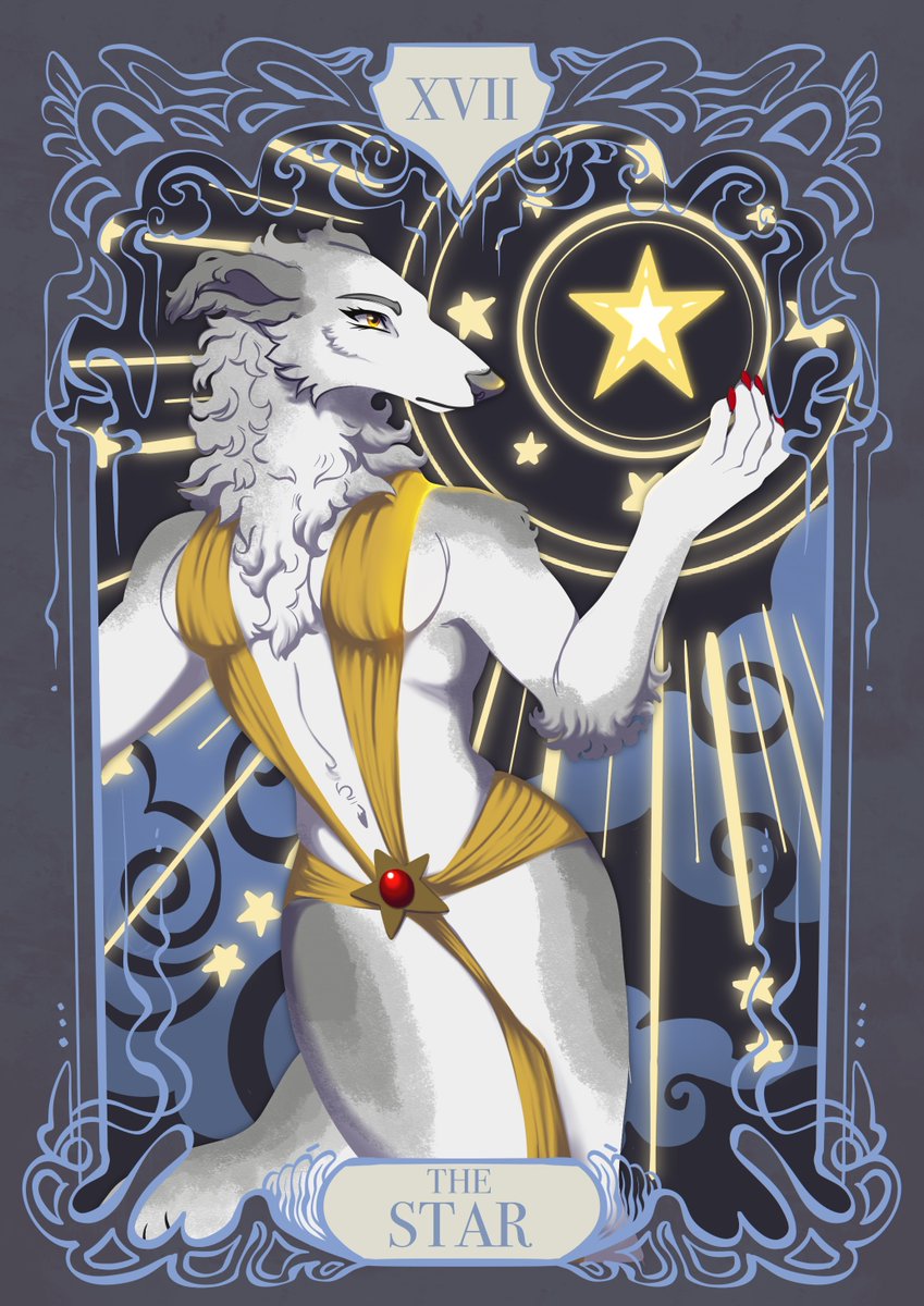 TaylaTaur's tweet image. Adding tarot art to my collection . This time my Borzoi lady, Yelena portraying The Star. Might move to bsky because AI problem here.